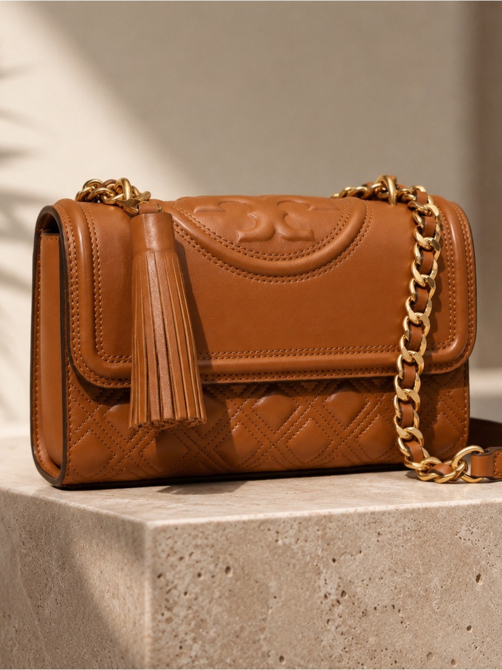 Tory Burch Small Fleming Convertible Shoulder Bag Gold Chain Napa Leather